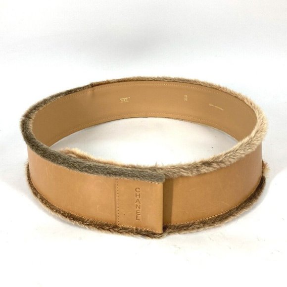CHANEL CC CC Mark belt Leather / Pony-Hair Beige/RedBased - Picture 7 of 10